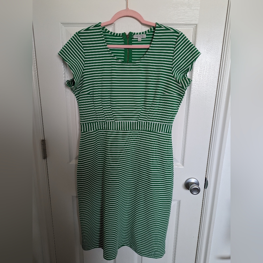 Downeast Green and White Striped Dress